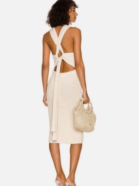 A.L.C. Caleb Cross Back Ivory Knit Midi Dress Size Small/ New without tags